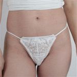 光沢柔らかレース付き脇ゴムポケット付きTバック (ホワイト)(ローター)